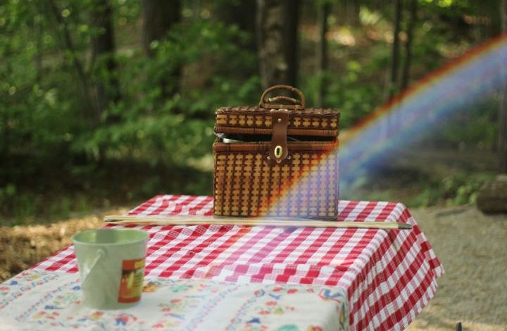Forest Food - picnic basket on table